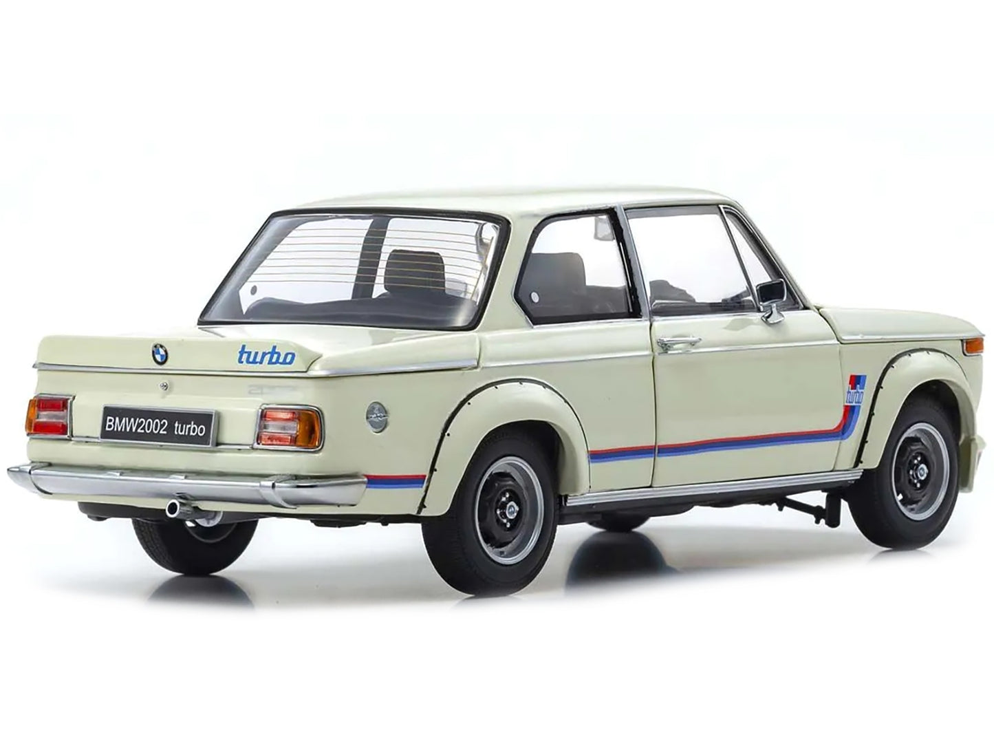 BMW 2002 Turbo White with Red and Blue Stripes 1/18 Diecast Model Car by Kyosho