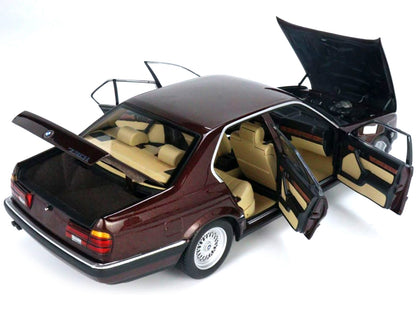 1986 BMW 730i (E32) Dark Red Metallic 1/18 Diecast Model Car by Minichamps