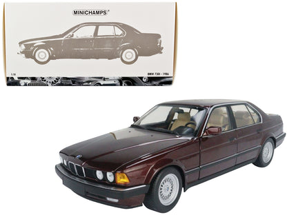 1986 BMW 730i (E32) Dark Red Metallic 1/18 Diecast Model Car by Minichamps