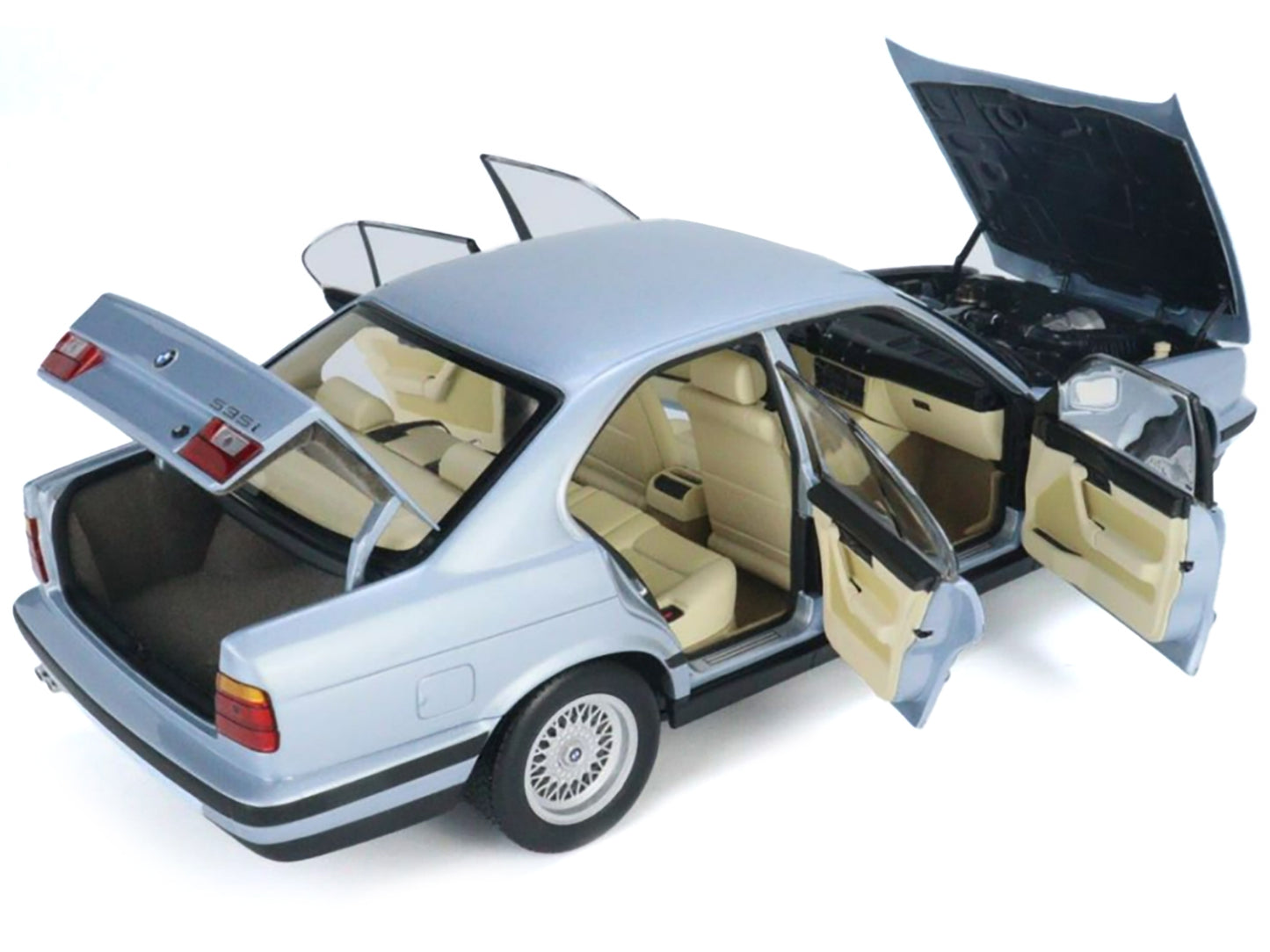 1988 BMW 535i (E34) Light Blue Metallic 1/18 Diecast Model Car by Minichamps