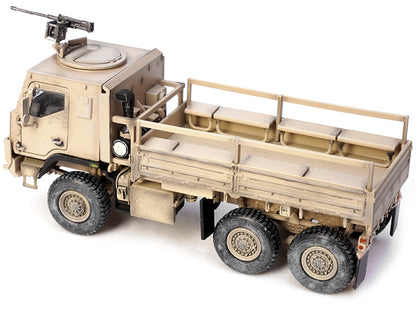 M1083 MTV (Medium Tactical Vehicle) Armored Cab Cargo Truck with Turret Desert Camouflage "US Army" "Armor Premium" Series 1/72 Diecast Model by Panzerkampf