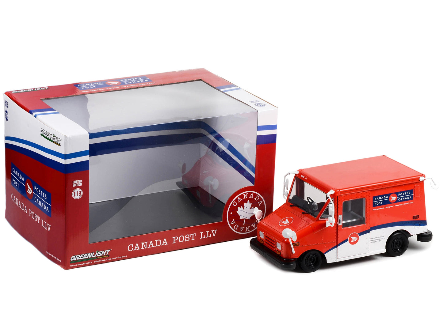 Canada Post LLV Long-Life Postal Delivery Vehicle Red and White 1/18 Diecast Model Car by Greenlight