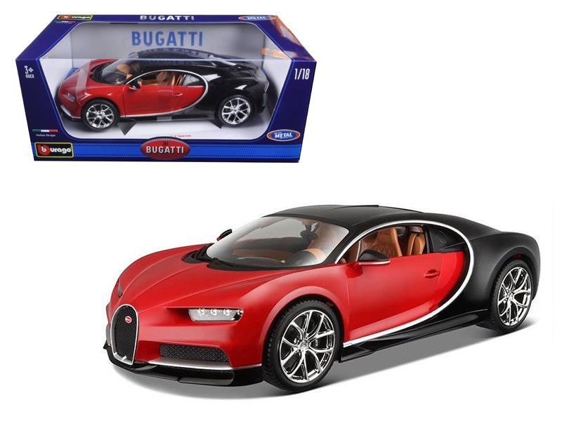 2016 Bugatti Chiron Red with Black 1/18 Diecast Model Car by Bburago