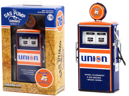 1954 Tokheim 350 Twin Gas Pump "Union 76 Minute Man Service" Dark Blue and Orange "Vintage Gas Pumps" Series 11 1/18 Diecast Model by Greenlight