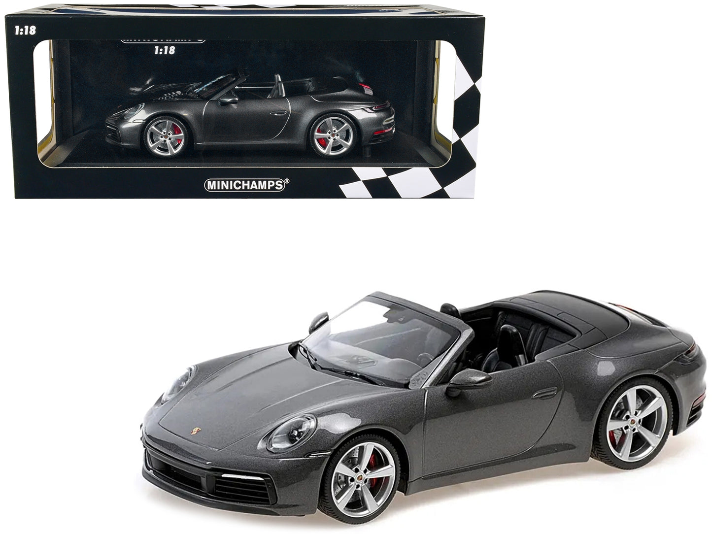 2019 Porsche 911 Carrera 4S Cabriolet Dark Gray Metallic Limited Edition to 504 pieces Worldwide 1/18 Diecast Model Car by Minichamps