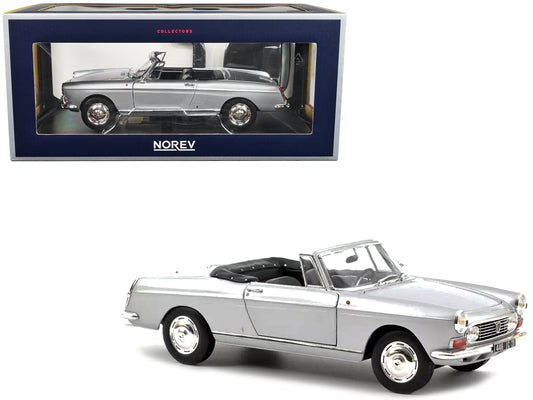 1967 Peugeot 404 Cabriolet Silver Metallic 1/18 Diecast Model Car by Norev