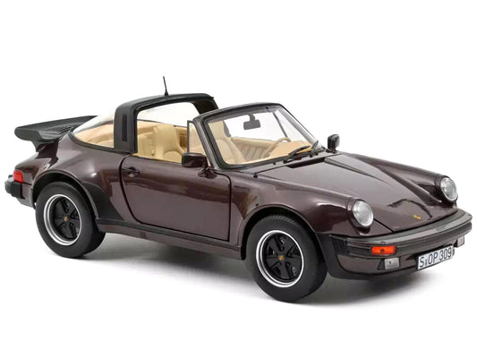 1987 Porsche 911 Turbo Targa 3.3 Convertible Brown Metallic with Black Top 1/18 Diecast Model Car by Norev