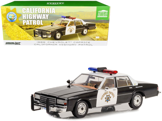 1989 Chevrolet Caprice Police Black and White "California Highway Patrol" "Artisan Collection" 1/18 Diecast Model Car by Greenlight