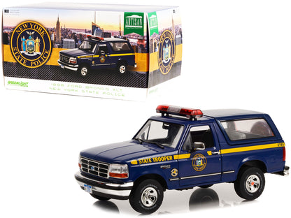 1996 Ford Bronco XLT Dark Blue "New York State Police" "Artisan Collection" 1/18 Diecast Model Car by Greenlight