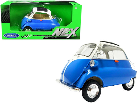 BMW Isetta Blue and White "NEX Models" 1/18 Diecast Model Car by Welly