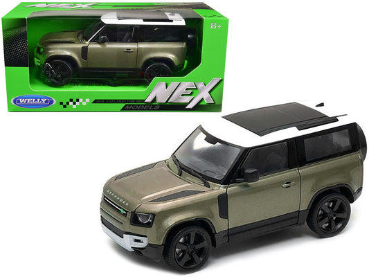 2020 Land Rover Defender Green Metallic with White Top "NEX Models" 1/26 Diecast Model Car by Welly