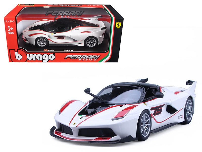 Ferrari Racing FXX-K #75 White 1/24 Diecast Model Car by Bburago