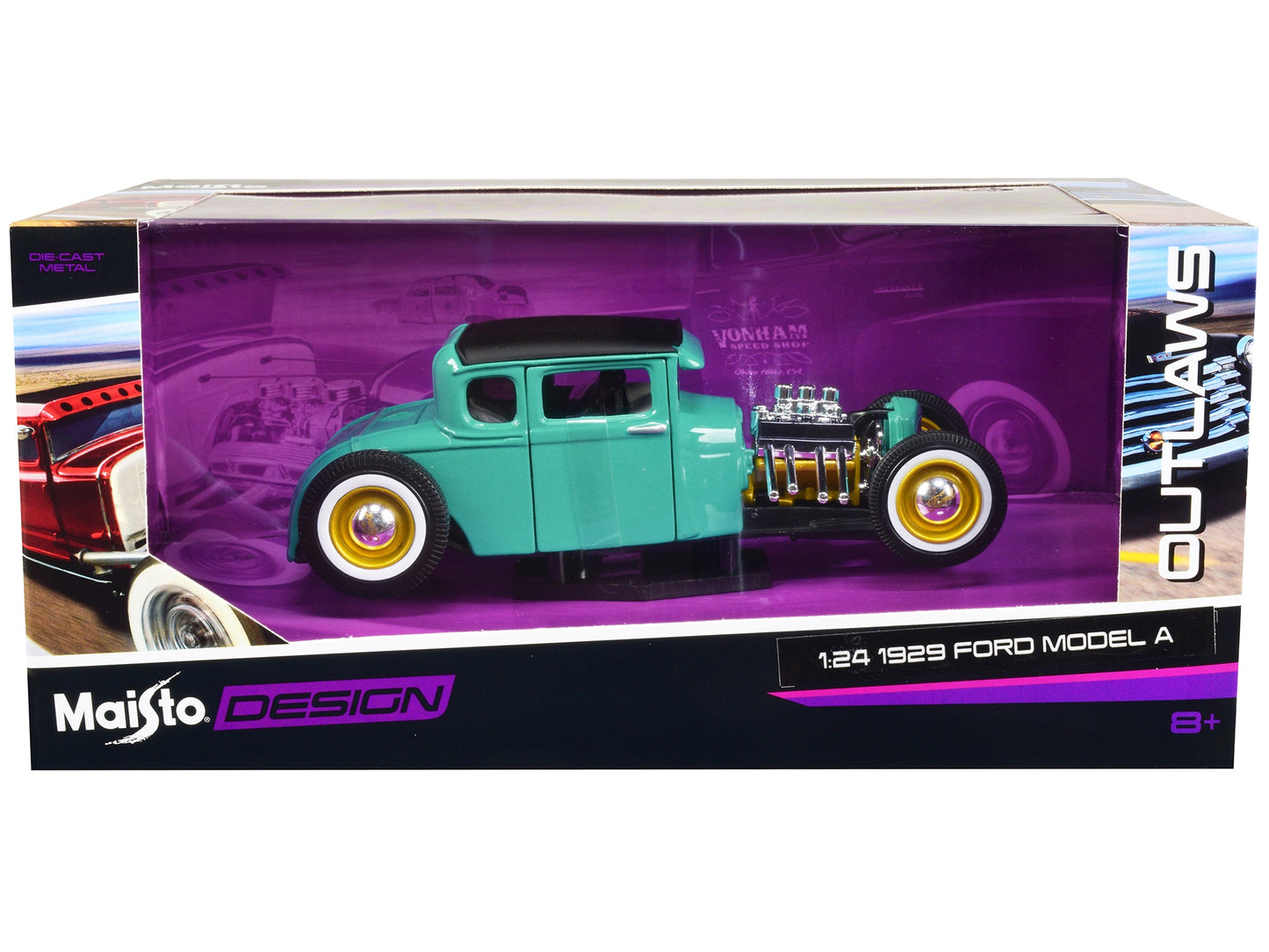 1929 Ford Model A Green with Matt Black Top "Outlaws" Series 1/24 Diecast Model Car by Maisto