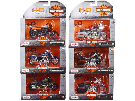 Harley-Davidson Motorcycles 6 piece Set Series 42 1/18 Diecast Motorcycle Models by Maisto