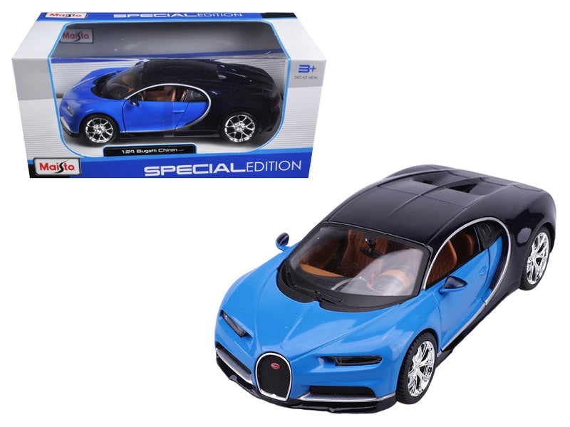 Bugatti Chiron Blue and Dark Blue 1/24 Diecast Model Car by Maisto