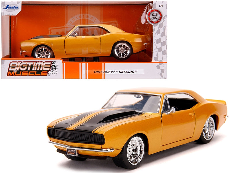 1967 Chevrolet Camaro Orange Metallic with Black Stripes "Bigtime Muscle" 1/24 Diecast Model Car by Jada