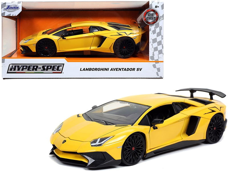 Lamborghini Aventador SV Yellow "Hyper-Spec" 1/24 Diecast Model Car by Jada