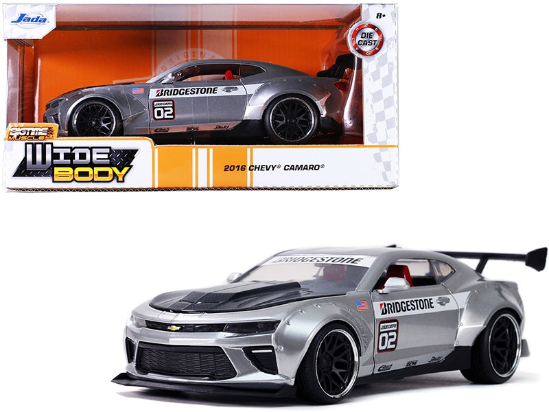 2016 Chevrolet Camaro Widebody #02 "Bridgestone" Silver "Bigtime Muscle" 1/24 Diecast Model Car by Jada