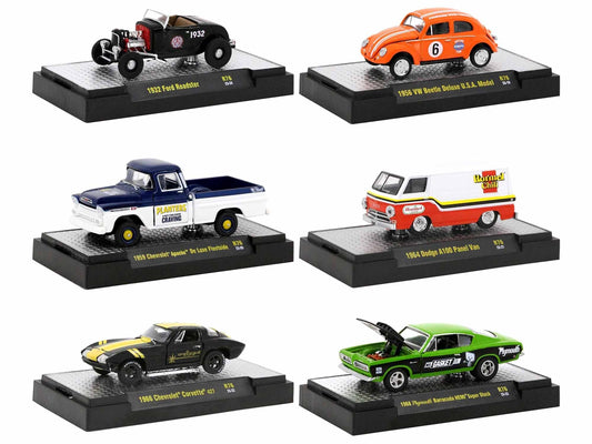 "Auto-Thentics" 6 piece Set Release 76 IN DISPLAY CASES Limited Edition 1/64 Diecast Model Cars by M2 Machines