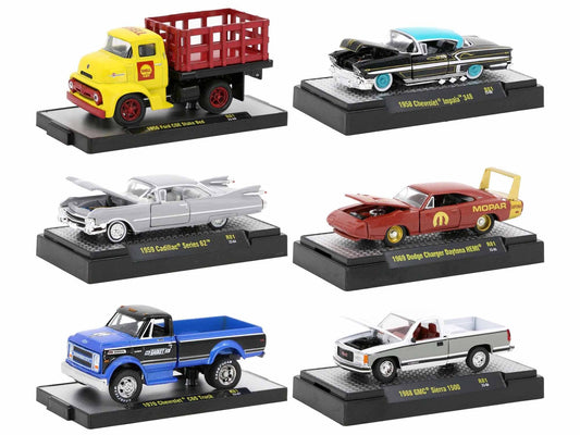 "Auto-Thentics" 6 piece Set Release 81 IN DISPLAY CASES Limited Edition 1/64 Diecast Model Cars by M2 Machines