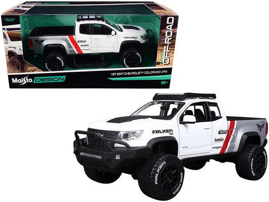 2017 Chevrolet Colorado ZR2 Pickup Truck "Falken Tires" White and Silver 1/27 Diecast Model Car by Maisto