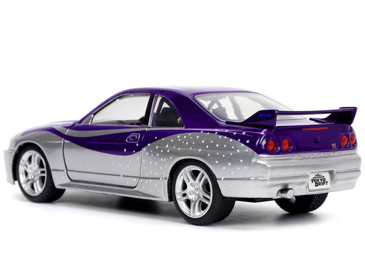 1995 Nissan Skyline GT-R (BCNR33) Purple and Silver Metallic "Fast & Furious" Series 1/32 Diecast Model Car by Jada