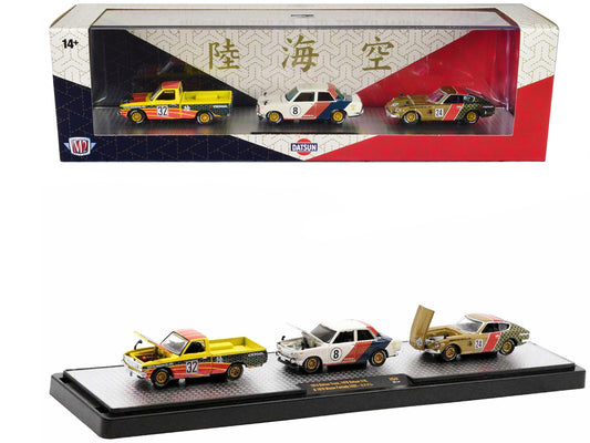 "Datsun" Set of 3 Pieces Limited Edition to 2750 pieces Worldwide 1/64 Diecast Models by M2 Machines