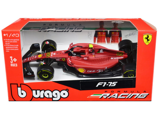 Ferrari F1-75 #55 Carlos Sainz "Ferrari Racing" Formula One F1 World Championship (2022) "Formula Racing" Series 1/43 Diecast Model Car by Bburago