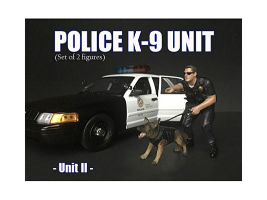 Police Officer Figure with K9 Dog Unit II for 1/18 Scale Models by American Diorama