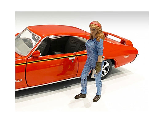 Retro Female Mechanic III Figurine for 1/24 Scale Models by American Diorama