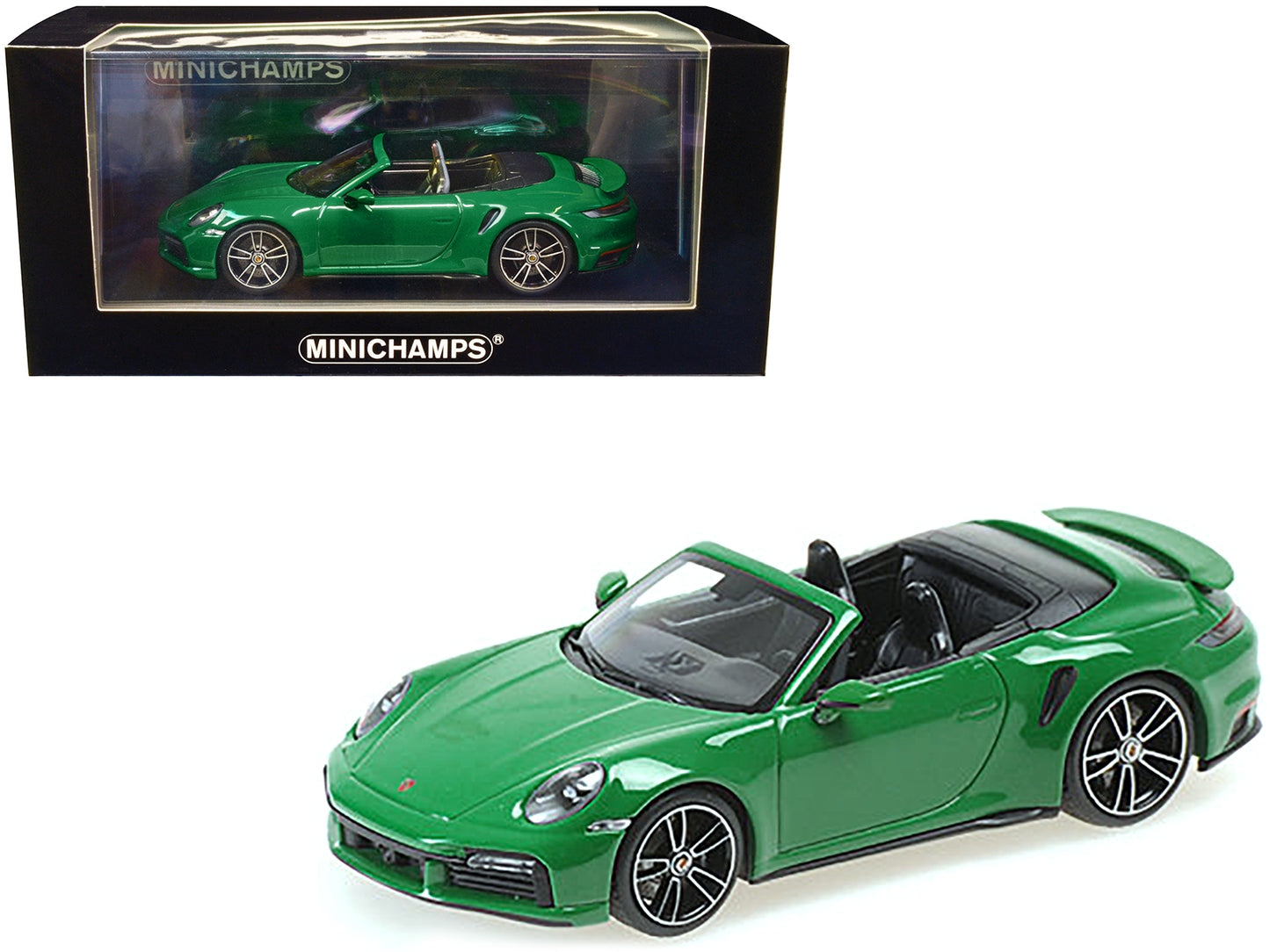 2020 Porsche 911 Turbo S Cabriolet Green Limited Edition to 504 pieces Worldwide 1/43 Diecast Model Car by Minichamps