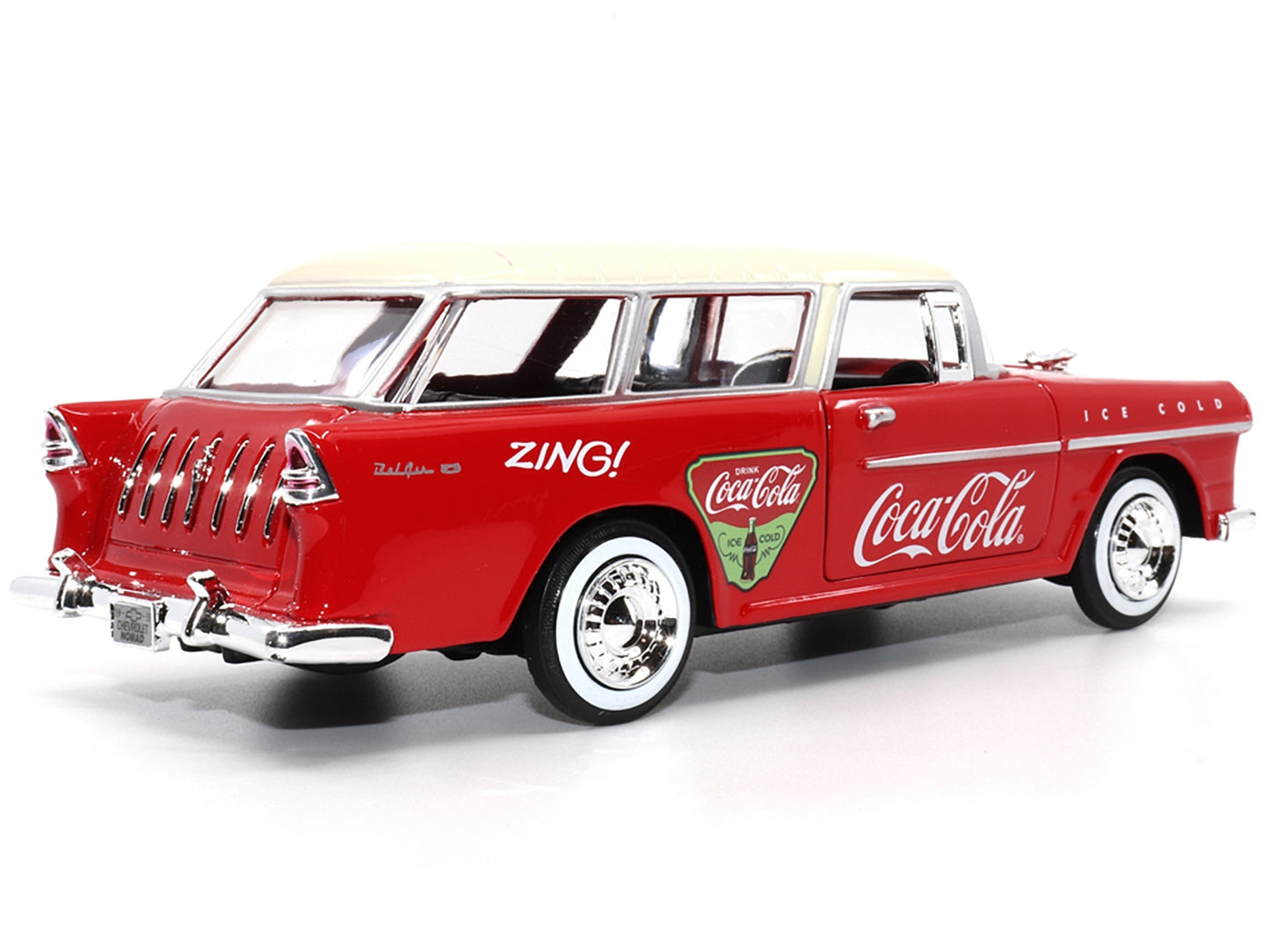 1955 Chevrolet Bel Air Nomad Red with White Top "Coca-Cola" 1/24 Diecast Model Car by Motor City Classics