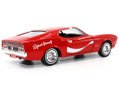 1971 Ford Mustang Sportsroof Red with White Stripes "Refresh Yourself - Coca-Cola" 1/24 Diecast Model Car by Motor City Classics