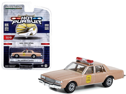 1987 Chevrolet Caprice Beige Metallic "Iowa State Patrol" "Hot Pursuit" Series 43 1/64 Diecast Model Car by Greenlight