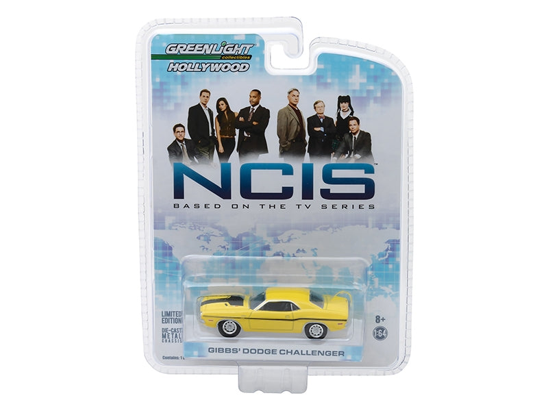 1970 Dodge Challenger R/T (Gibbs') Yellow with Black Stripes "NCIS" (2003) TV Series "Hollywood" Series 1/64 Diecast Model Car by Greenlight