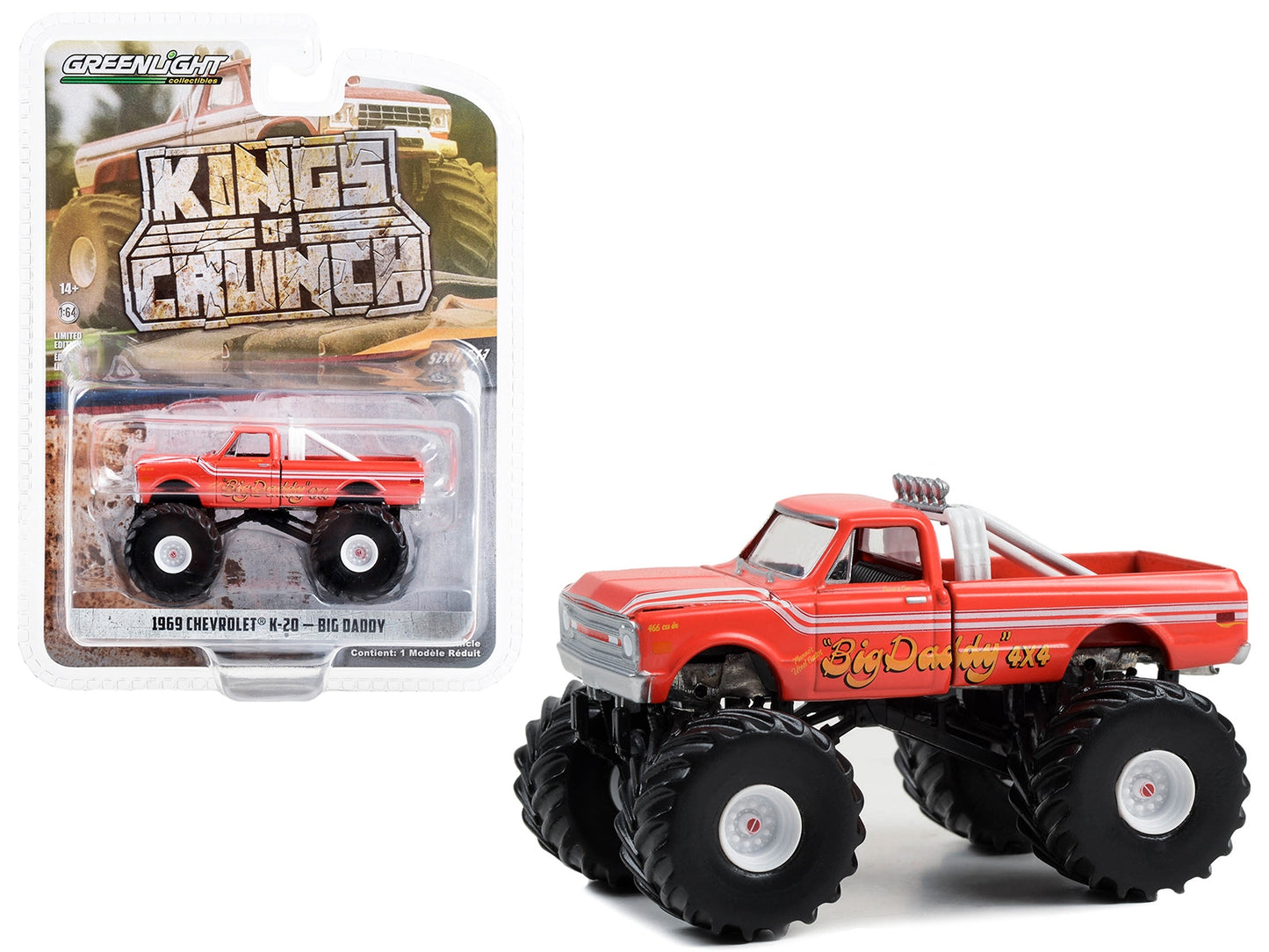 1969 Chevrolet K20 Monster Truck "Big Daddy" "Kings of Crunch" Series 13 1/64 Diecast Model Car by Greenlight