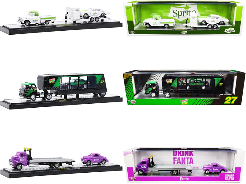 Auto Haulers "3 Sodas" Set of 3 pieces Release 13 1/64 Diecast Models by M2 Machines