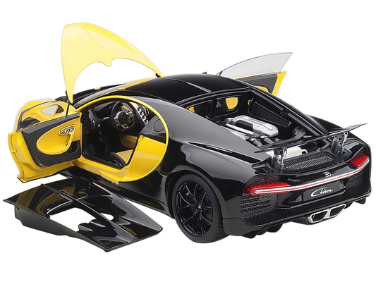 Bugatti Chiron Jaune Molsheim Yellow and Nocturne Black 1/18 Model Car by Autoart