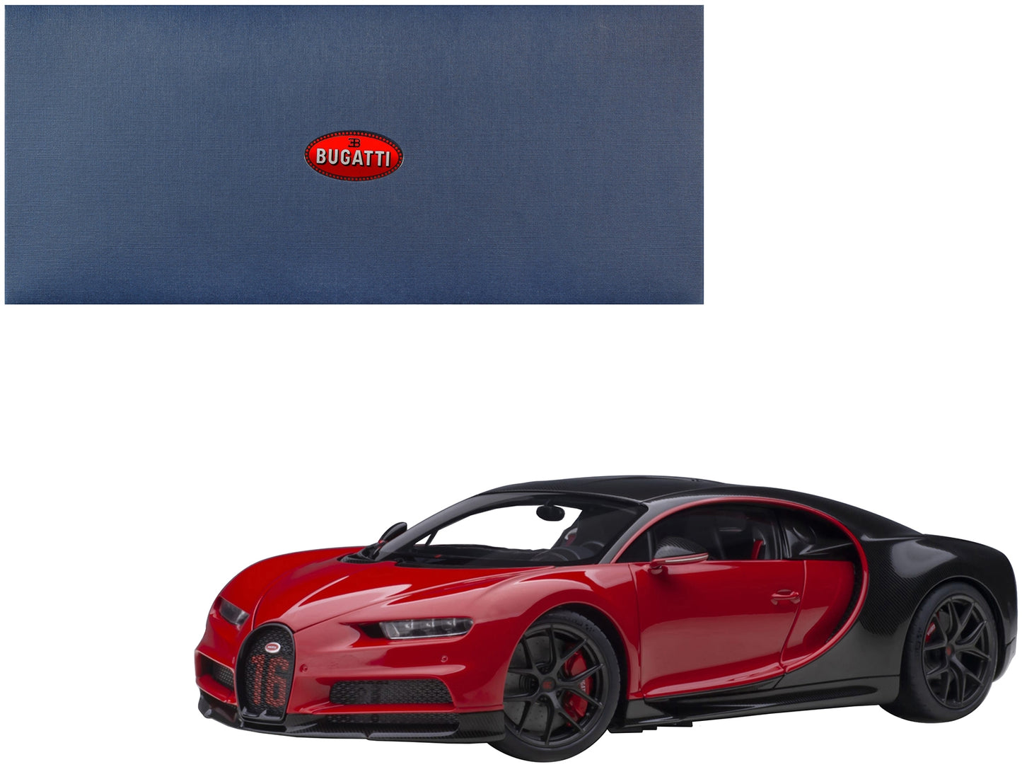 2019 Bugatti Chiron Sport Italian Red and Carbon Black 1/18 Model Car by Autoart