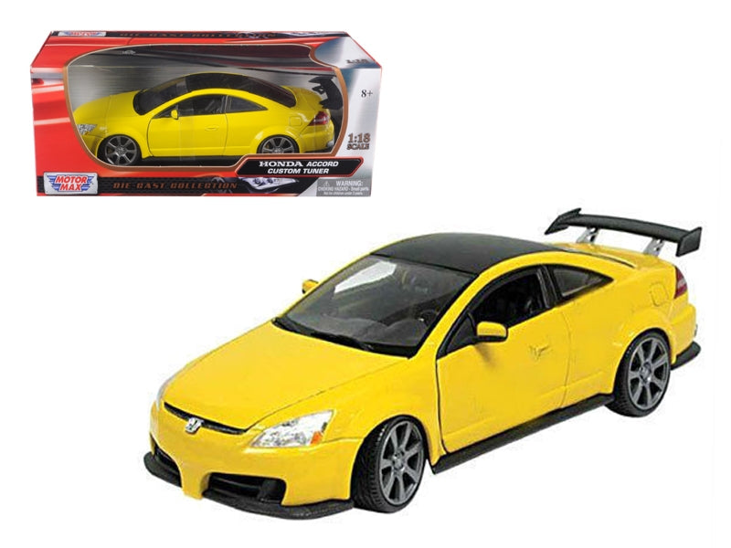 2003 Honda Accord Custom Tuner Yellow 1/18 Diecast Model Car by Motormax