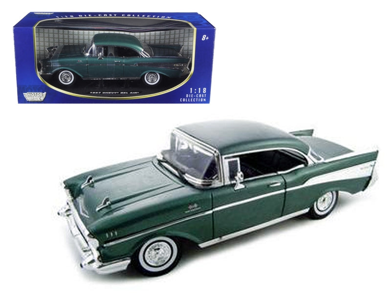 1957 Chevrolet Bel Air Hard Top Green 1/18 Diecast Model Car by Motormax