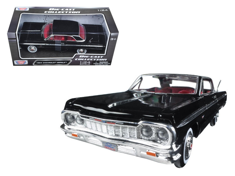 1964 Chevrolet Impala Black with Red Interior 1/24 Diecast Model Car by Motormax