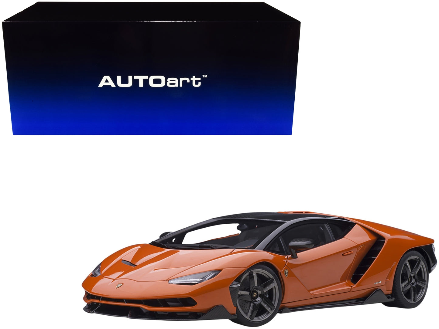 Lamborghini Centenario Arancio Argos / Pearl Orange with Carbon Top 1/18 Model Car by Autoart