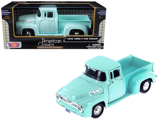 1955 Ford F-100 Pickup Truck Light Green 1/24 Diecast Model Car by Motormax