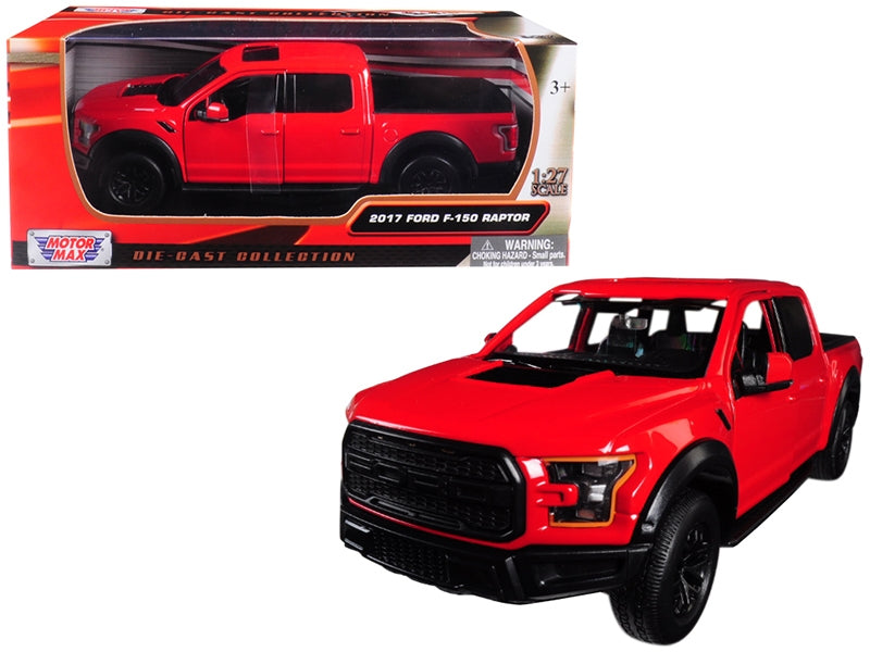 2017 Ford F-150 Raptor Pickup Truck Red with Black Wheels 1/27 Diecast Model Car by Motormax