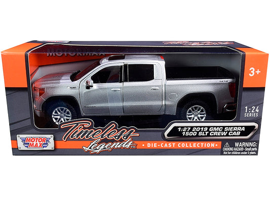 2019 GMC Sierra 1500 SLT Crew Cab Pickup Truck Silver Metallic 1/24-1/27 Diecast Model Car by Motormax