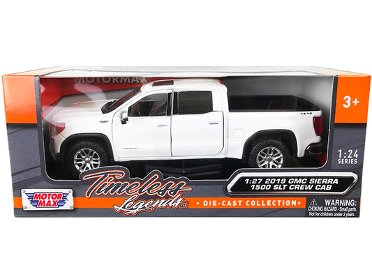 2019 GMC Sierra 1500 SLT Crew Cab 4x4 Pickup Truck with Sunroof White "Timeless Legends" Series 1/24-1/27 Diecast Model Car by Motormax