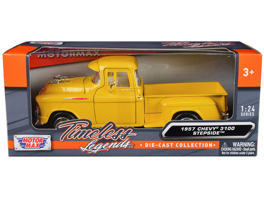 1957 Chevrolet 3100 Stepside Pickup Truck Yellow "Timeless Legends" Series 1/24 Diecast Model Car by Motormax