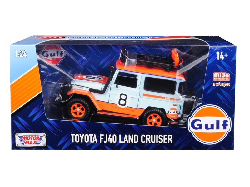 Toyota FJ40 Land Cruiser #8 "Gulf Oil"  White Limited Edition to 2400 pieces Worldwide 1/24 Diecast Model Car by Motormax