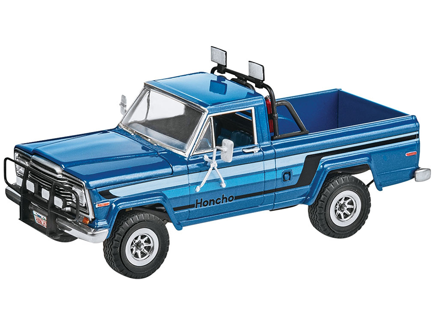 Level 4 Model Kit 1980 Jeep Honcho Pickup Truck "Ice Patrol" with Snowmobile 1/24 Scale Model by Revell